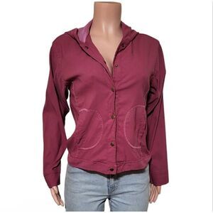 Pulp women long sleeve snap button down hoodie maroon jacket M